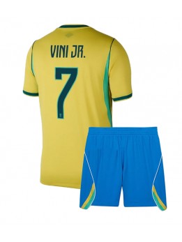 Otroški Nogometna dresi replika Brazilija Vinicius Junior #7 Domači SP 2026 Kratek rokav (+ hlače)